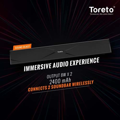 Toreto brings â€œSound Blastâ€, wireless soundbar priced at Rs 2,599/-